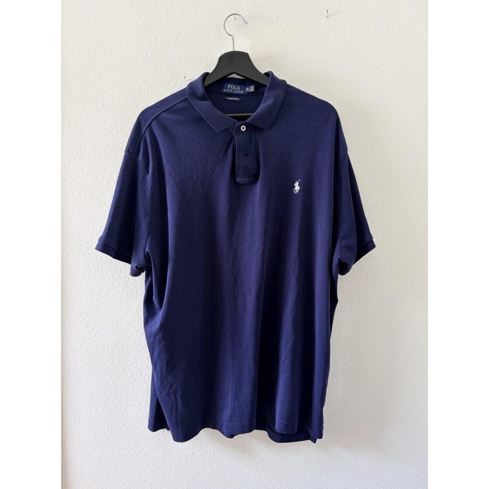 Polo Ralph Lauren Mens Polo Shirt XXL Custom Slim Fit Blue Short Sleeve